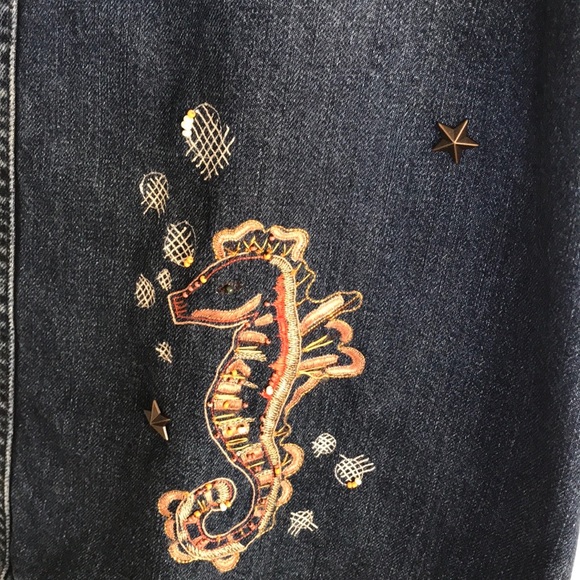 RED Valentino. Denim embroidery skirt，Rare,NWT 40. - Picture 7 of 12